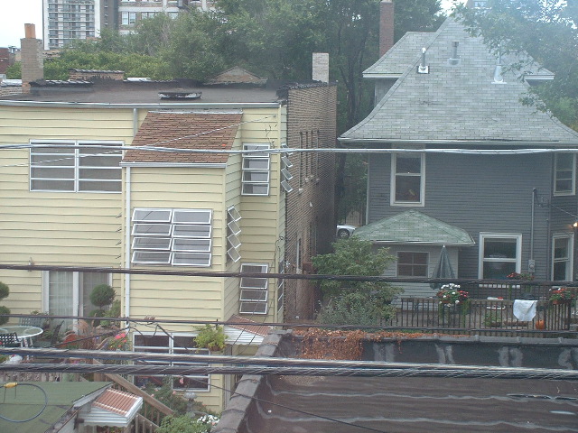 Brick buildings with wood additions from el