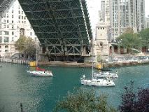 Boats under Michigan Ave.